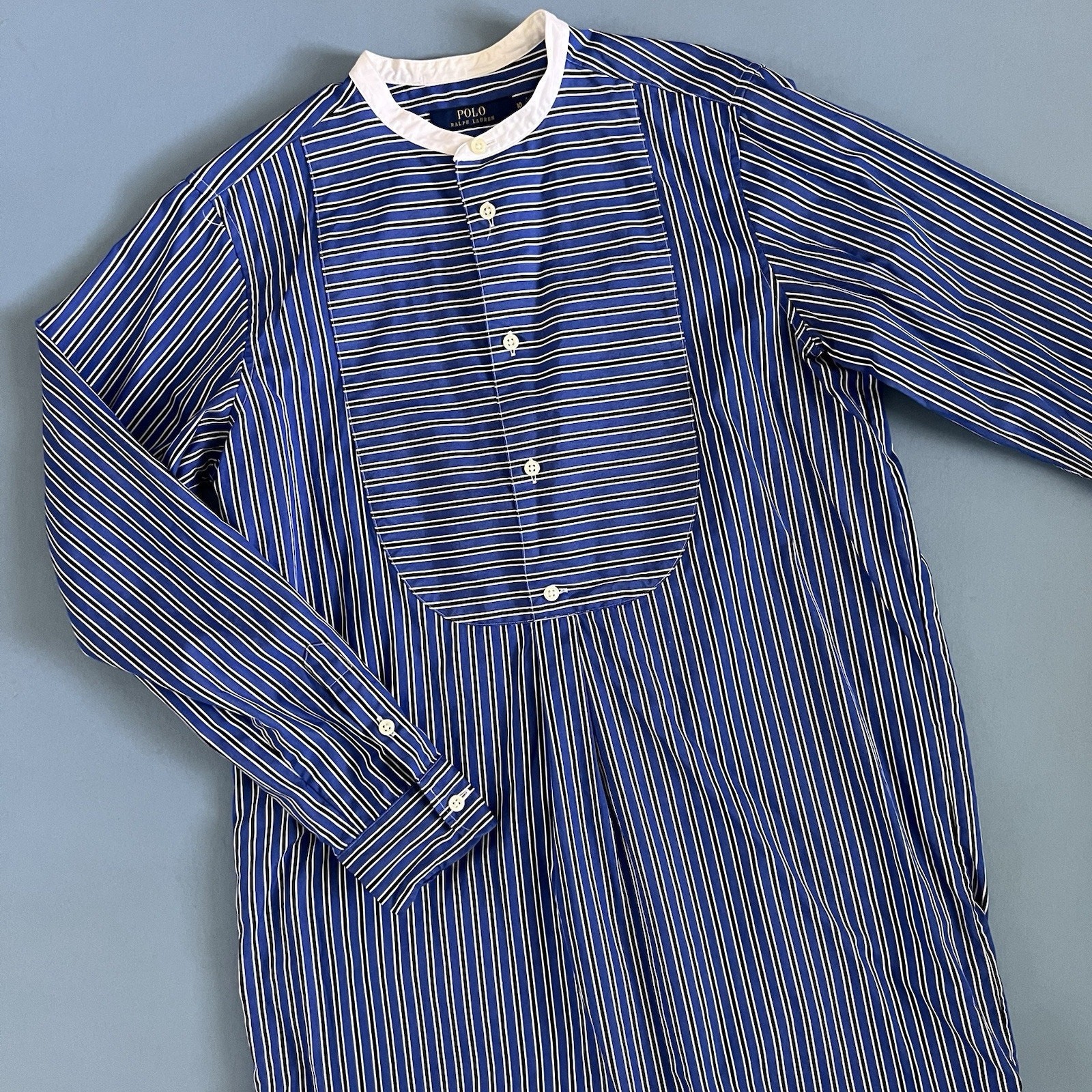 Polo Ralph Lauren Stripe Cobalt Blue Tunic Cotton Shirt Dress Size 10 thumbnail 4