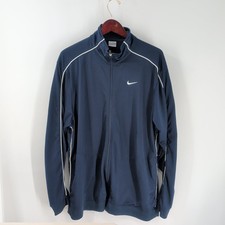 Vintage Nike Embroidered Full Zip Retro Y2k Activewear Track Jacket Navy Blue XL