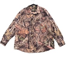 Cabelas Mossy Oak Camo Button Down Shirt Mens 3XL Tall Brown Gorpcore Hunting