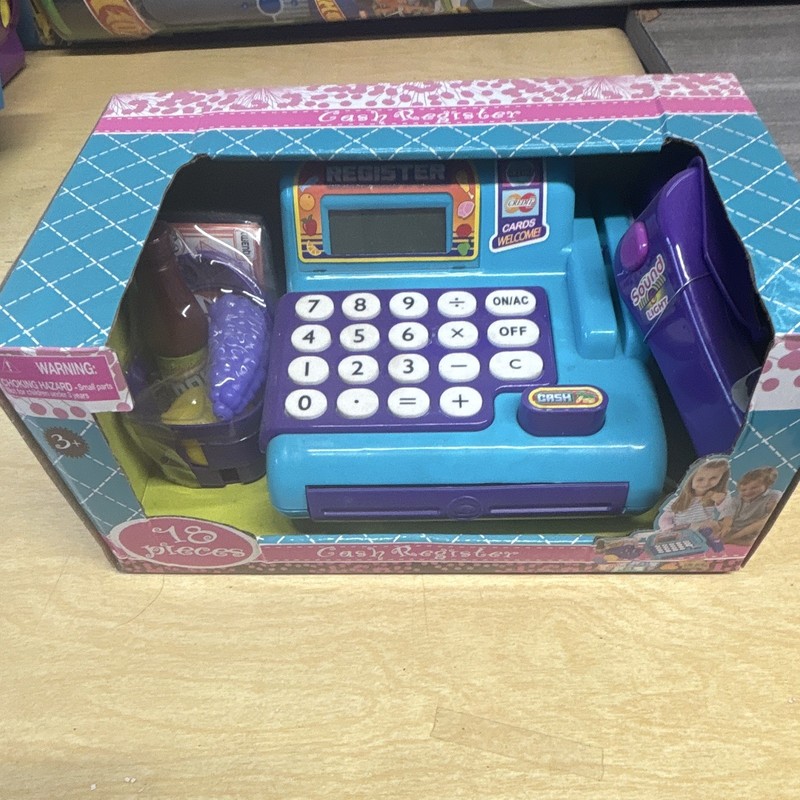 Toy Cash Register Set w/ Scanner, Play Money & Accessories 18pc Ages 3-7