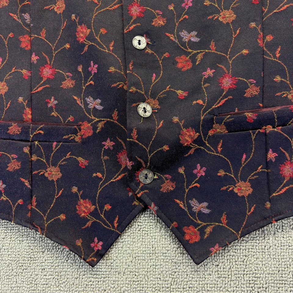 VTG Wah Maker Frontier Clothing Vest XL Black Red Floral Western Cowboy Made USA - Image 3 of 4