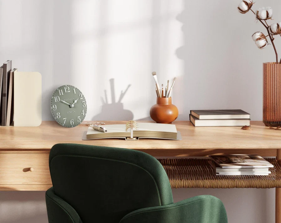 Thomas Kent Arabic Ink Mantel Clock - 6 Inch - Seagrass - Image 2 of 4