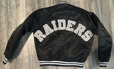 Oakland Raiders Vintage Chalk Line Satin Bomber Jacket Men s Medium USA