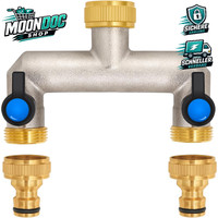 "Wasserhahn Wasserverteiler Messing 2-Wege 3/4\" 1/2\" Mit Kugelhahn FüR"