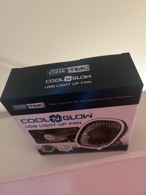 Geek Tek Cool N Glow USB Fan, LED Light, 3 Speeds, Quiet, Adjustable ...