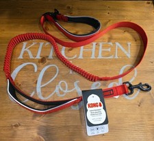 NEW KONG COMFORT  REFLECTIVE PADDED HANDLE HANDS-FREE BUNGEE LEASH RED