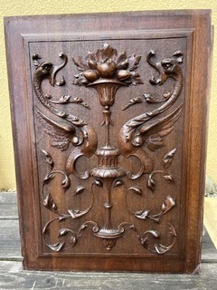 SUPERB 19thC GOTHIC WOODEN MAHOGANY PANEL RELIEF GARGOYLES CARVINGS OTHER c1880