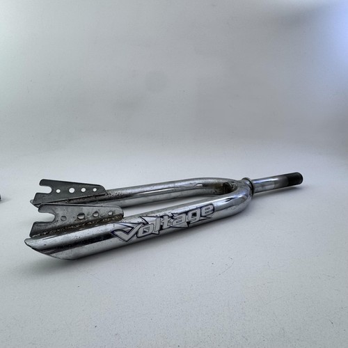 Voltage BMX Fork 20" 1" Threaded Chrome Freestyle Peg Dropouts Old School B05 - Picture 5 of 23