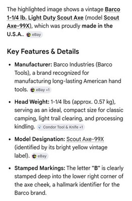 Barco Scout Axe-99X 1 1/4# Light Duty