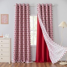 MYSKY HOME Red Pom Pom Sheer and Curtains for Bedroom 72 Inches Long Nursery ...