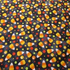 Candy Corn on Black Halloween 100 cotton fabric Piece 82" long x 20" wide craft