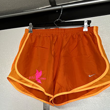 Nike Dri-FIT Women's Orange Solid Mesh Polyester Running Shorts Elastic XL