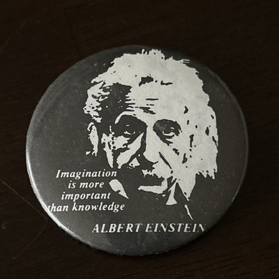 Albert Einstein Round Pin Used