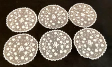 Antique IRISH CARRICKMACROSS Handmade Lace Coasters Set/6