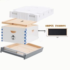 Beehive 10 Frame Complete Box Kit 10 Deep Comb Langstroth Beekeeping Box