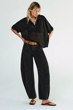 Free People We The Free Good Luck Mid-Rise Barrel Jeans 29 Trousers Black 45360