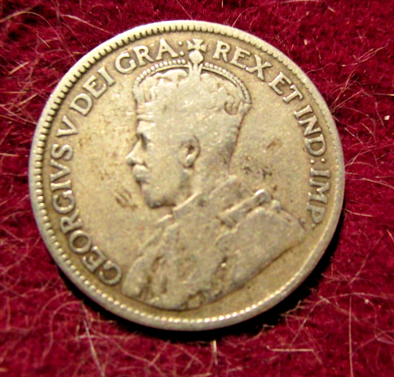 OLD SILVER 25 CENTS 1918 COIN OF CANADA KING GEORGE V