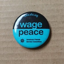 "Wage Peace" Vintage Blue/ Black 1.5" Pin Button Activism 2008 Made In The USA