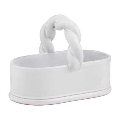 Mud Pie 4'' x 7 1/2'' Twisted Handle Tidbit Server, White,Platters