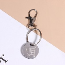Shopping Trolley Tokens Key Ring With Carabiner Metal Supermarket Cart Keychain