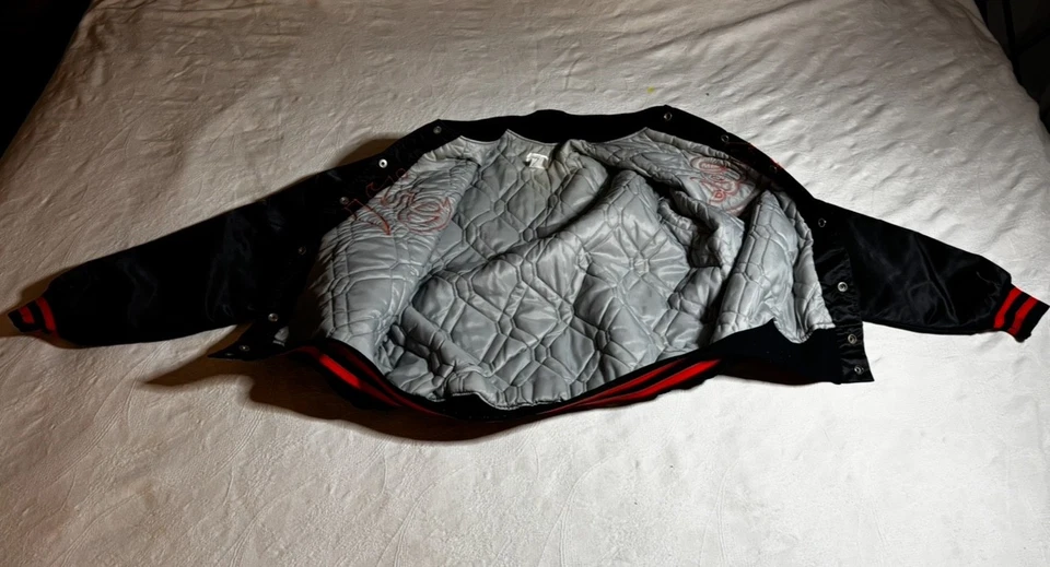 Chaqueta de béisbol satinada vintage de los Baltimore Orioles Starter, talla grande Foto 3 de 4