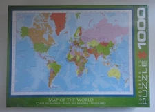 Eurographics MAP OF THE WORLD 1000 Pc Jigsaw Puzzle 19.25" x 26.6" New Sealed