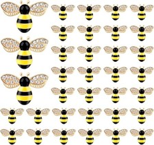 40 Pieces Bee Charms Rhinestone Enamel Craft Bee Pendants Alloy Honeybee Embe...