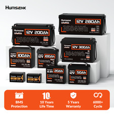 Humsienk 12V 50AH 100AH 150AH 300Ah LiFePO4 Lithium Battery RV Solar off grid