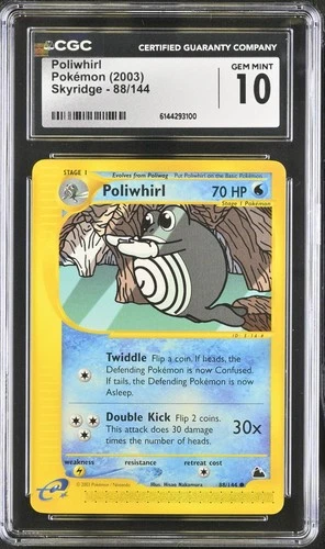 Poliwhirl 88/144 Skyridge 2003 CGC 10 POP 26 WOTC Pokemon TCG