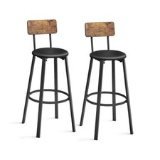 Bar Stools, Set of 2 PU Upholstered Breakfast 29.7 Bar Height Rustic Brown