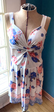 derek & heart Sz. XL White Floral Thick Strap Summer Short Dress W/ Bust Cups