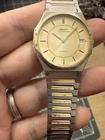 Vintage Seiko Lassale 5932-7069 Quartz Octagonal Two-Toned Textured Patina Dial