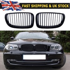 For 08-12 BMW 1 Series E81 E82 E87 E88 LCI Front Kidney Grille Grill Gloss Black