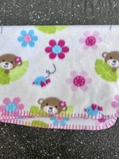 Garanimals Monkey Baby Blanket White Pink Edge Stitch Flowers Leaves FREE SHIP