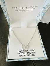 New Rachael Zoe 925 Sterling Silver & CZ Heart Necklace  - Limited Special Buy