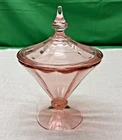 Vintage Pink Depression Glass Compote Candy Dish