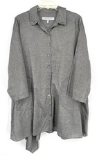 Morgane Le Fay womens size S Mina Shirt  tunic button down front pockets gray