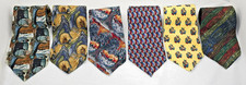 Jerry Garcia Lot of 6 Silk Ties Multicolored Green/Yellow Label Art To Wear