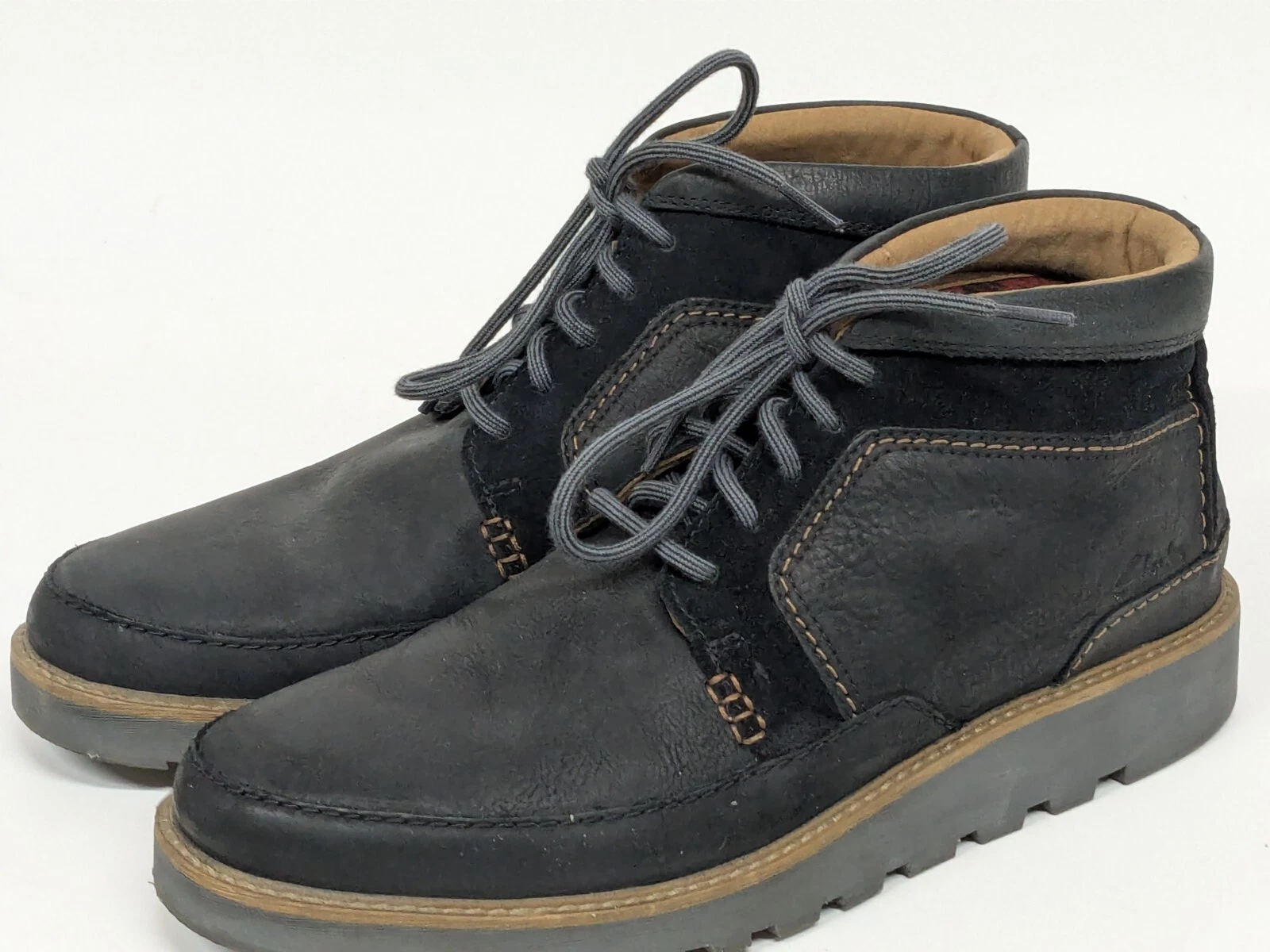 CLARKS Clark's Collection Stivali Uomo Nero Leggeri Barnes Oxford Pelle