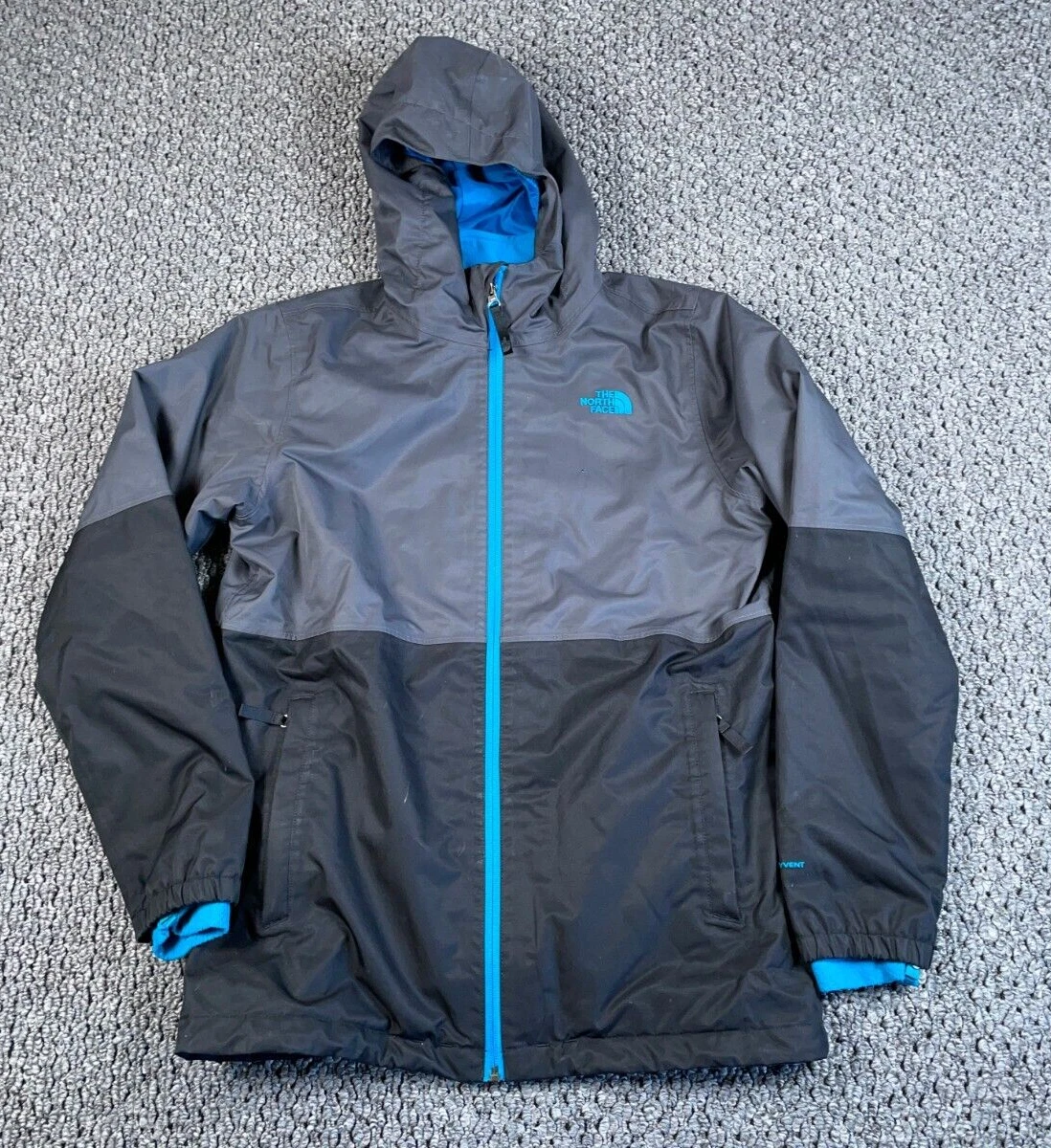 The North Face DryVent 2-in-1 Hooded Zip Jacket Youth XL Black Blue Rain