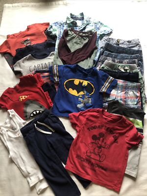 25 PC LOT BOYS SHORTS, TOPS, PJS OLD NAVY, BABY GAP, CARTERS, CIRCO, ETC SIZE 2T