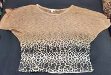 cache leopard print top short sleeve sz medium