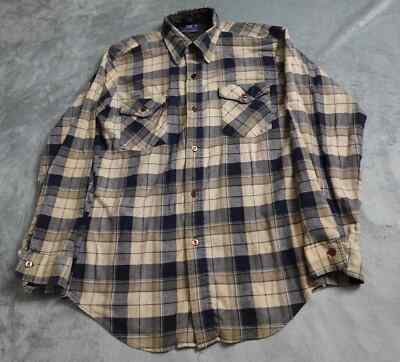 Vintage 911 Sportswear Mens Medium Multicolor Plaid Button Up Roll Tab Sleeve
