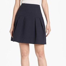 Falda de tenis halógena para mujer 'Varsity' negra plisada hasta la rodilla cremallera trasera | 2
