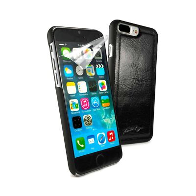   Alston Craig Echtleder Magnet Schale Hülle für iPhone 7 / 8 - Schwarz