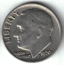 USA - 1970P - Dime - Roosevelt - Low Mintage, No Mint Mark - #20770