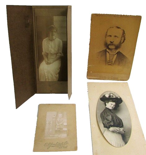 Antique Photographs Cabinet Card Lot of 4 Photos Late 1800s Women Man Child