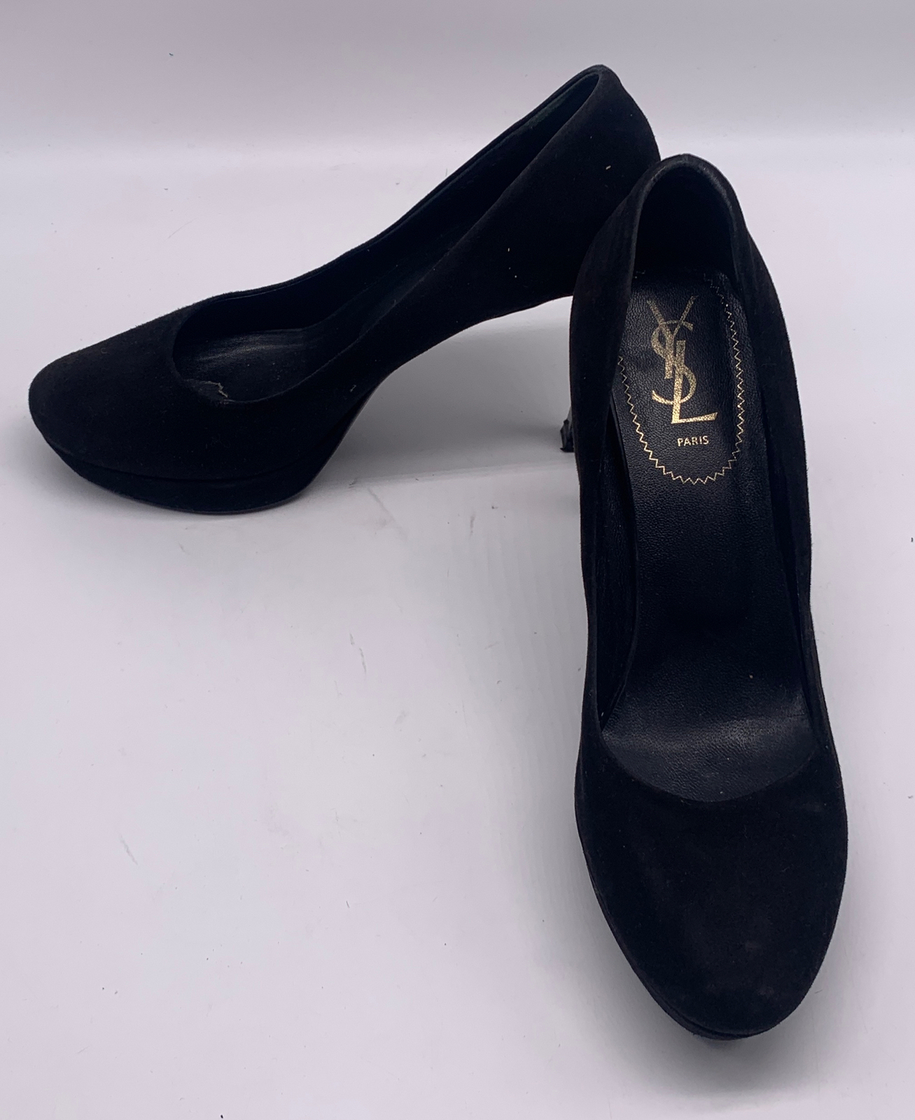 Decolte donna Yves Saint Laurent nere scamosciate plateau tacco alto tg 40 us 10