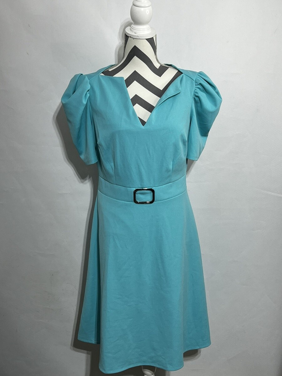 NEW YORK AND COMPANY Women Medium Dress Easter Wedding Turquoise Zip Back  SS | eBay