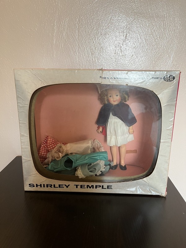 Vintage Ideal Shirley Temple Doll TV Case 12 IN Doll Wardrobe TV Gift Set Box